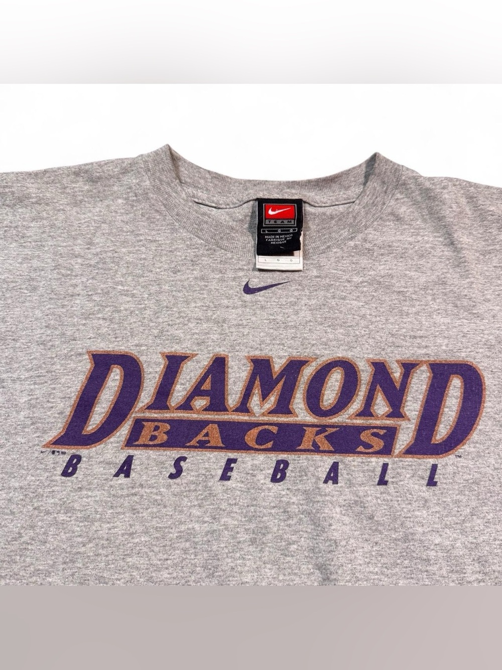 Vintage Nike Team Center Swoosh Arizona Diamondbacks Grey Tshirt Mens L Y2K MLB